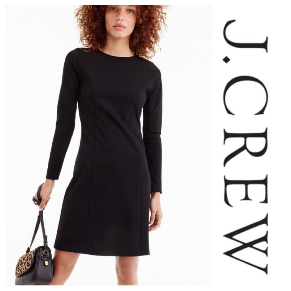 Black Ponté Knit Long Sleeve Dress